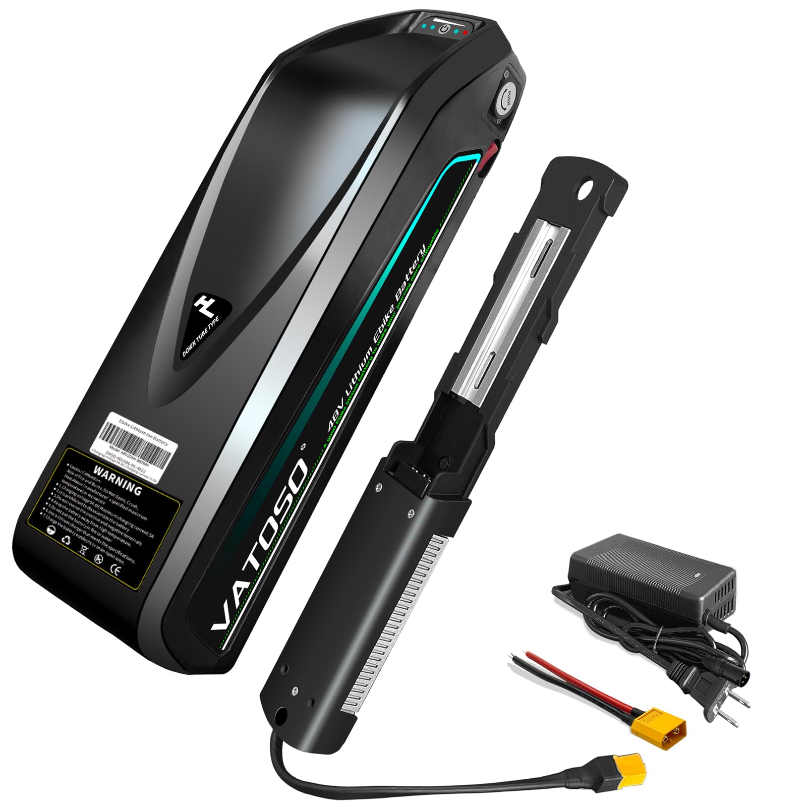 48V Lithium Ebike Battery, 12Ah/16Ah/20Ah, w/ 30A BMS, for Electric Bicycles & E-Motorcycles(100W-1500W), Includes 2A Charger XT60 Connector (48V12AH (with Charger))