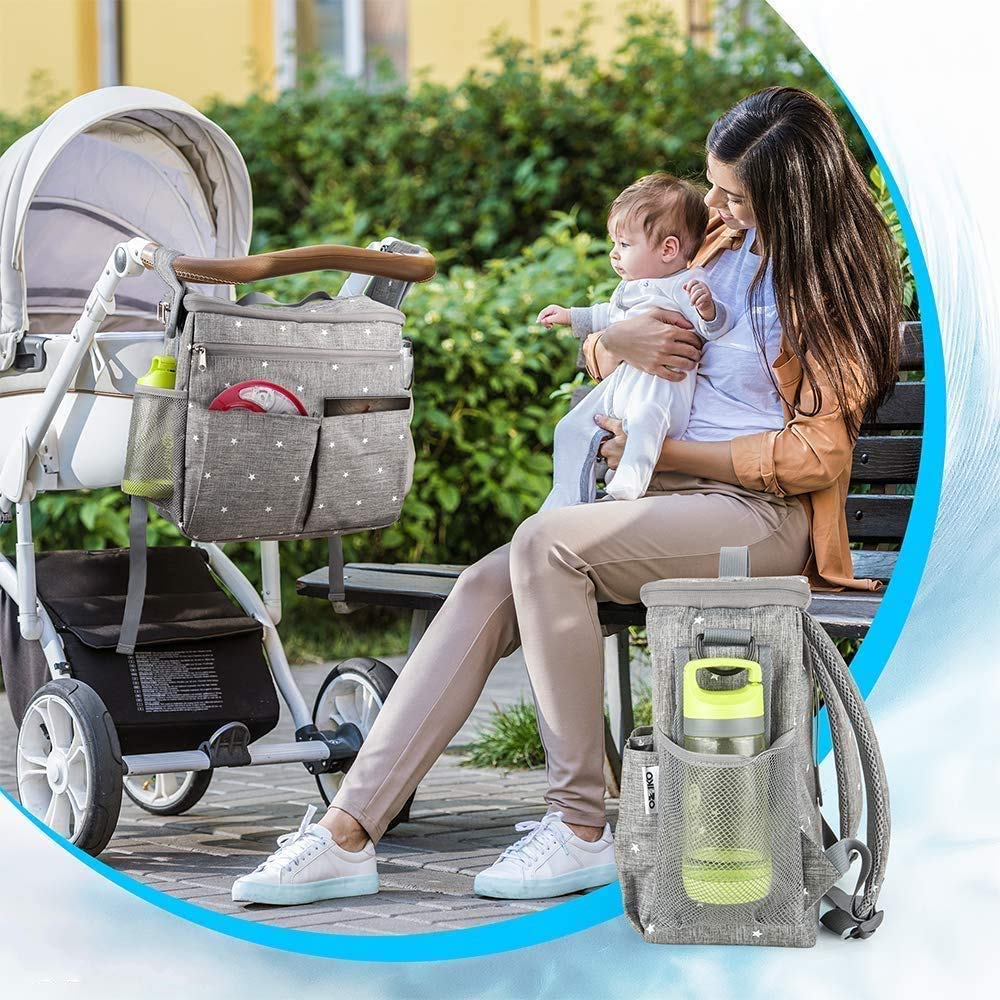 Borsa Organizer Universale Per Passeggino. Grande Console Genitore Coibentata Con Portabicchieri E Tasche Portaoggetti Extra. Design Universale: Si Attacca a Qualsiasi Passeggino. Installazione Facile