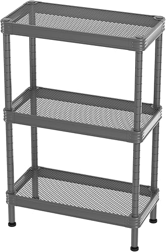 SINGAYE Estante de almacenamiento de 3 niveles, estante de malla, estante de almacenamiento ajustable, estantería de alambre, estantes de