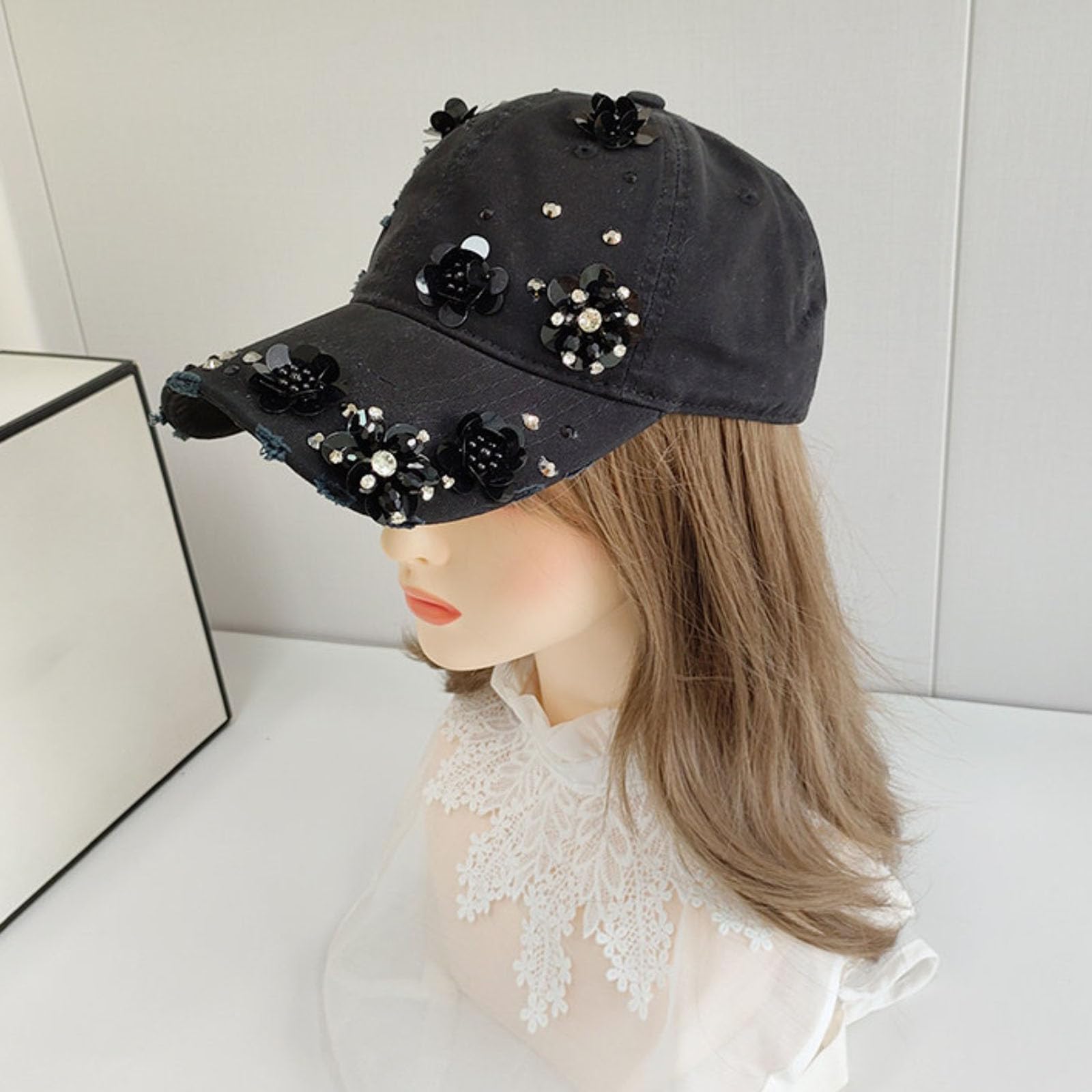 Cappellino Da Baseball Da Donna Con Fiori Di Paillettes 3D Alla Moda Regolabile Stile Papà Leggero Stile Y2k Morbido Cappello Da Sole