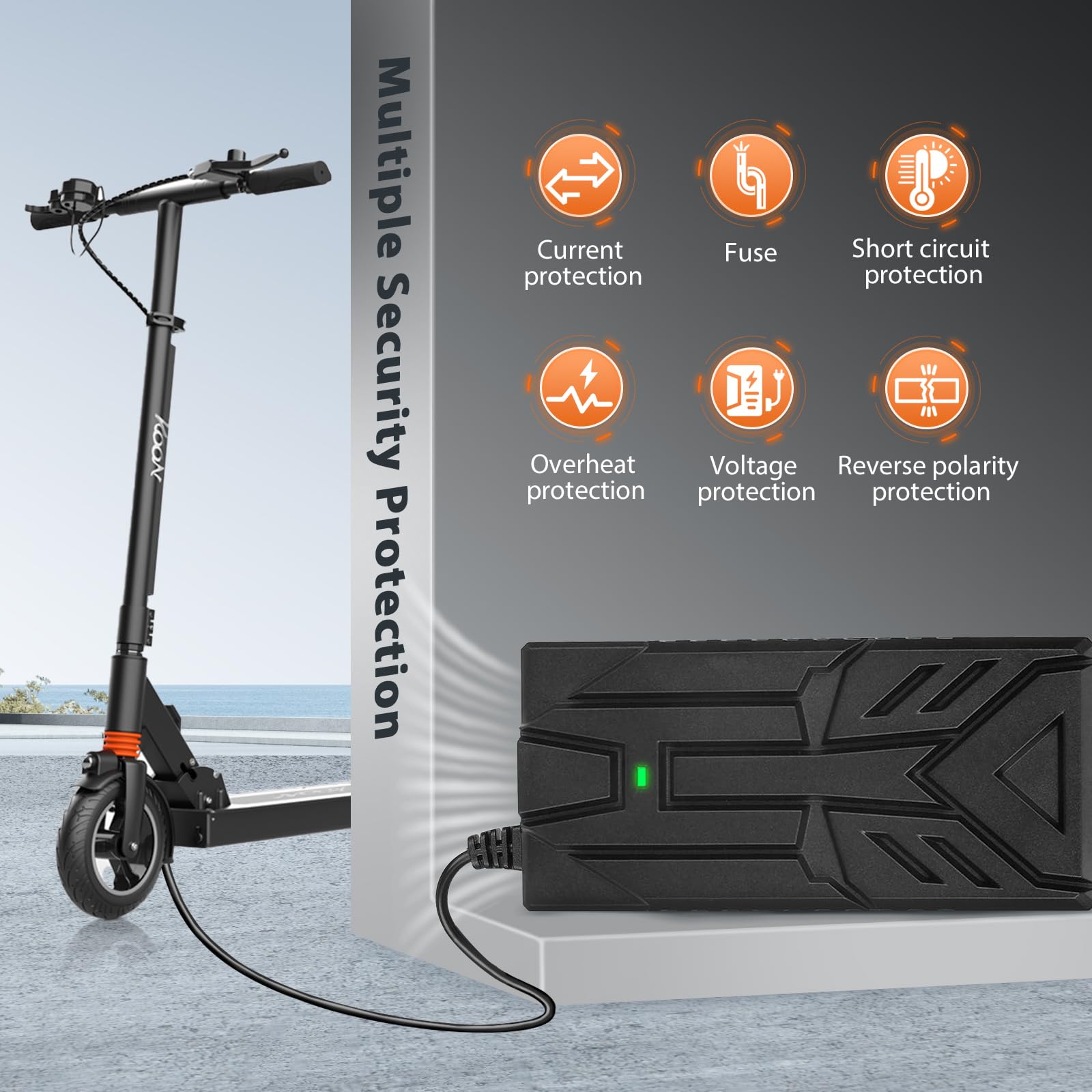 Cargador Patinete Eléctrico 54,6V 2A para Hitway H5/H5 Pro, UrbanGlide E-Cross Pro, 48V Litio para Kugoo M4/M4 Pro, Smartgyro Speedway