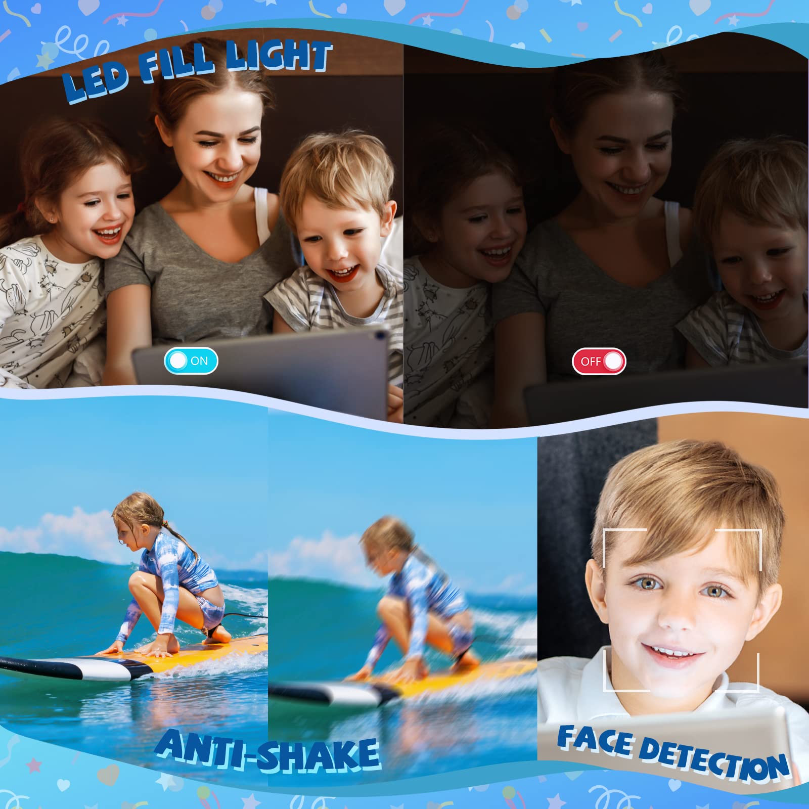 Digitalkamera, Bofypoo Fotokamera Autofokus 32G Karte FHD 1080P 48MP mit 16-fachem Digitalzoom, Kompaktkamera Tragbare Minikamera für Jugendliche, Kinder, Studenten, Anfänger (Dunkelblau)