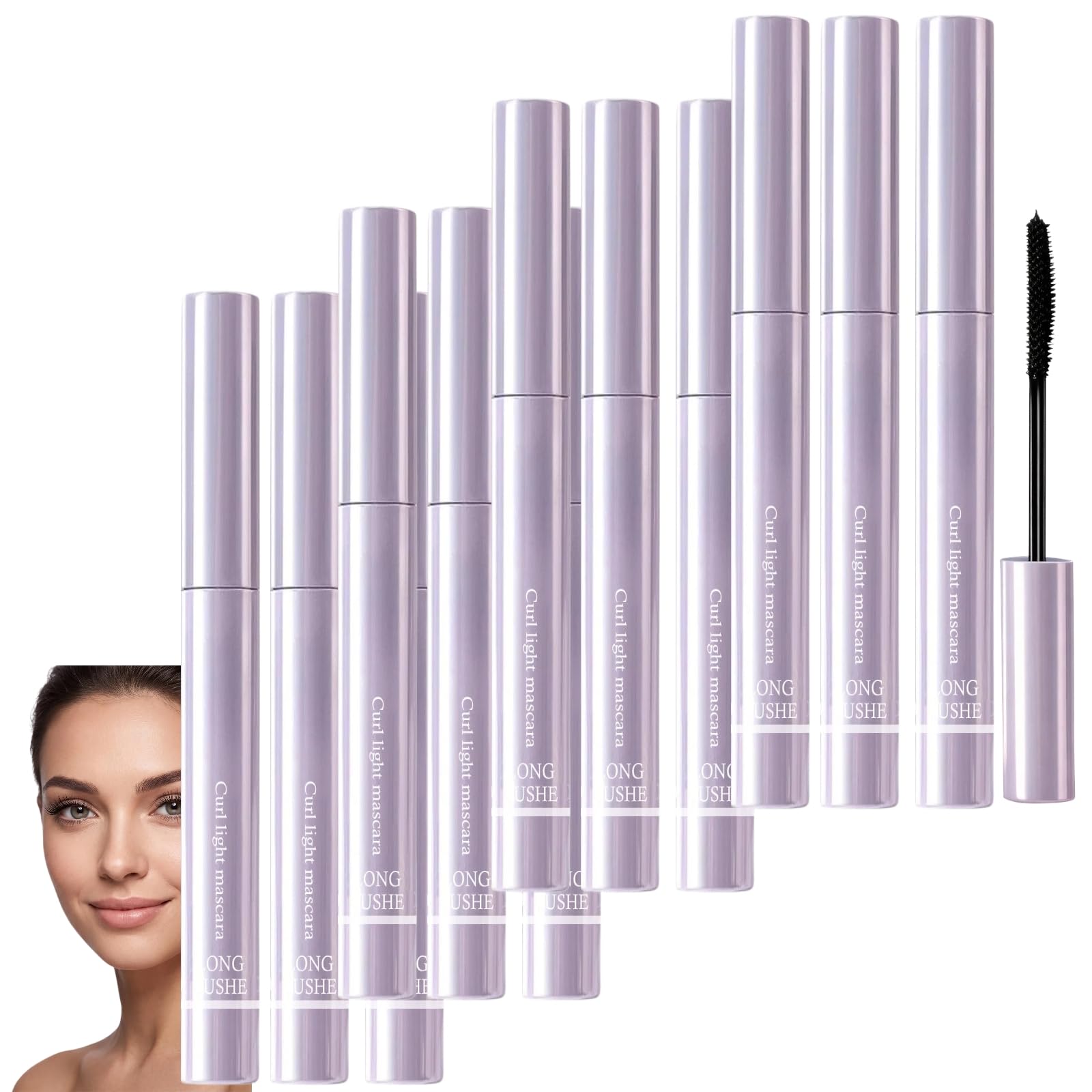Tubing-Mascara für reifere Frauen, wasserfeste, leichte Mascara für dünne, kurze und gerade Wimpern, natürliches, verlängerndes und voluminöses Augen-Make-up, lang anhaltender Schwung (12pcs)