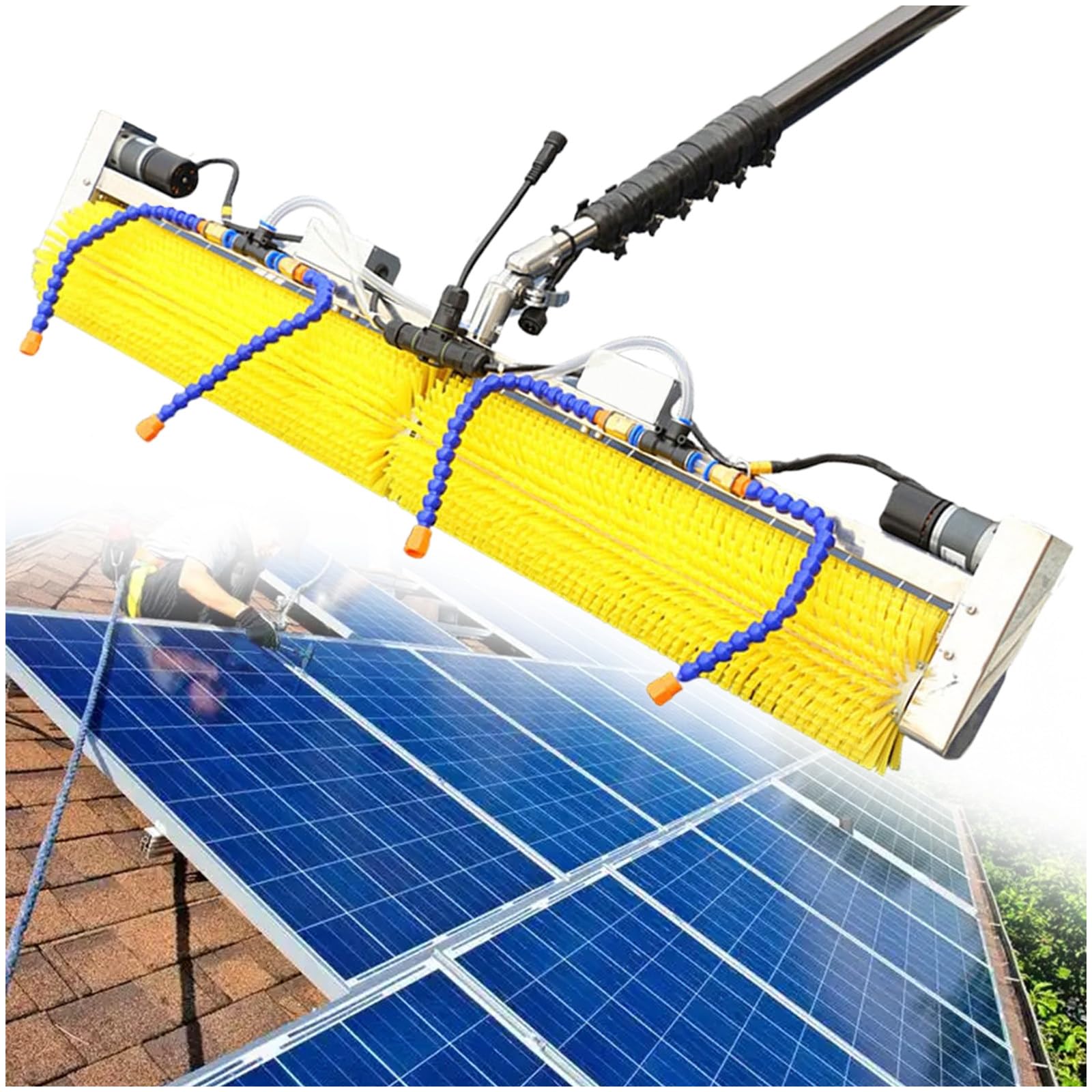 IUokLU Solar Panel Cleaning Brush with Extendable Pole and Water Fed Pipe for Efficient Photovoltaic Maintenance(7m)