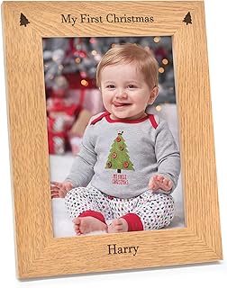 Baby's First Christmas PERSONALISED ENGRAVED Photo Frames - 1st Xmas Gifts - Christmas Gifts for Baby, Son, Daughter, Grandchild - Keepsake Present - 5" x 7" & 6" x 4" Engraved Photo Picture Frames