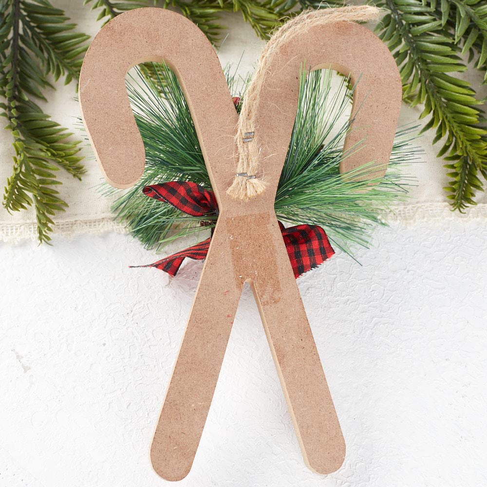 Factory Direct Craft Candy Cane Hanger with Pine | 4 Pieces