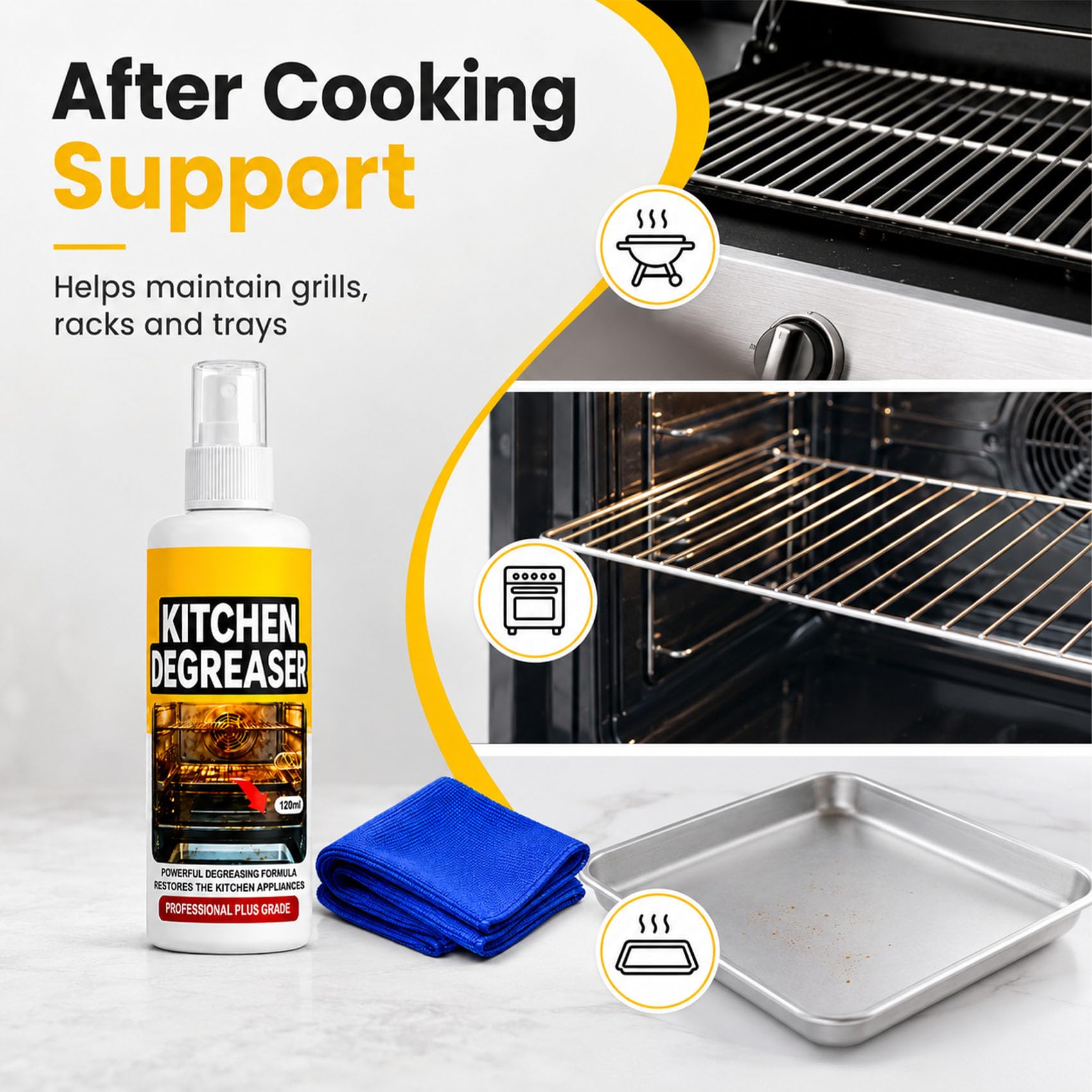 Kitchen Degreaser Spray, Grill Degreaser for BBQ Grates, Oven, Air Fryer and Greasy Kitchen Surfaces (2pcs)