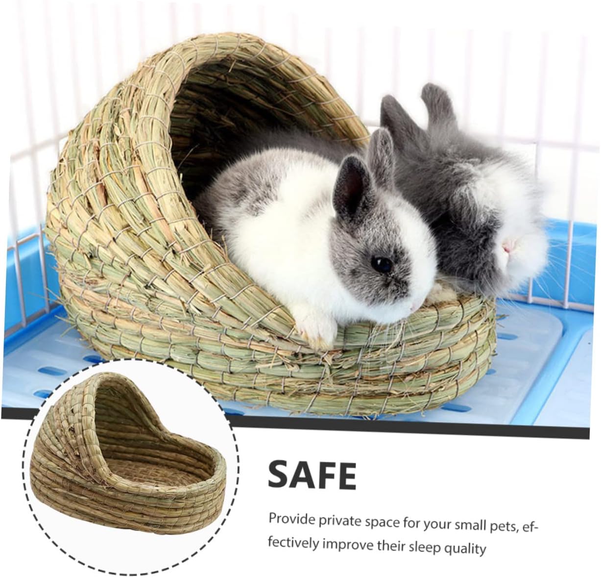 Cages Rabbit Nest, Straw Woven Bed Hamster Habitat, 1.0 in L x 1.0 in W x 1.0 in Th