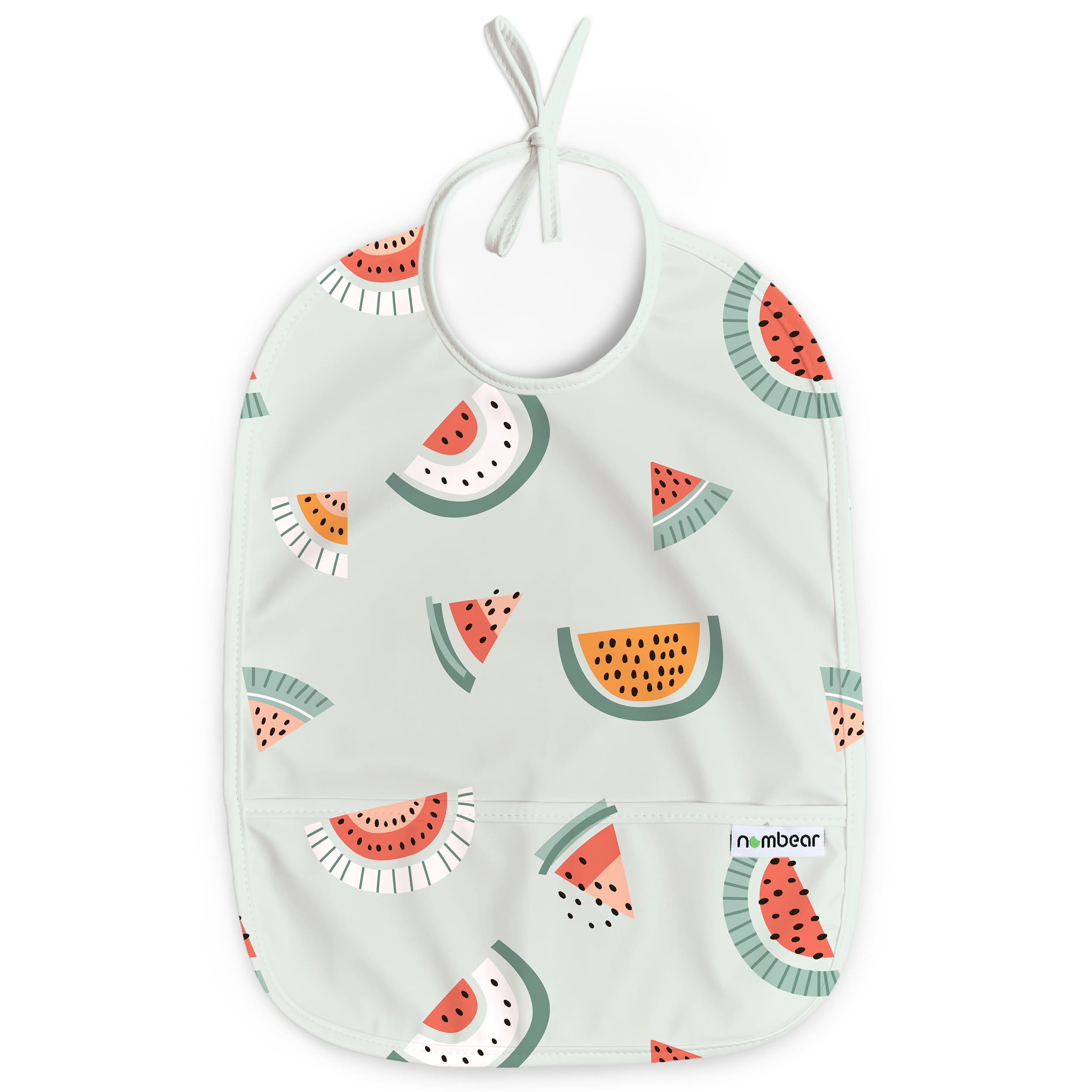 Nombear Easy Wipe Clean Sleeveless Baby Bibs 6-12 Months for Baby Led Weaning - Waterproof Feeding Bibs 12-18 Months,Toddler Food Apron, 1-Pack, Watermelons