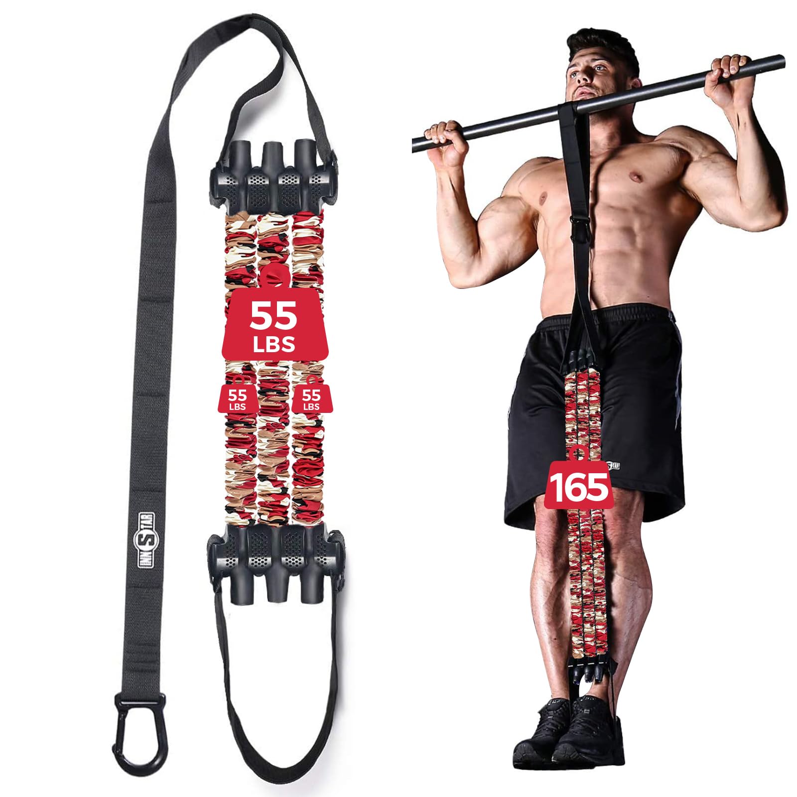 Innstar Pull Up Assistance Bands Heavy Duty Resistance Band for Pull Up Bar Adjustable Weight Size with Fabric