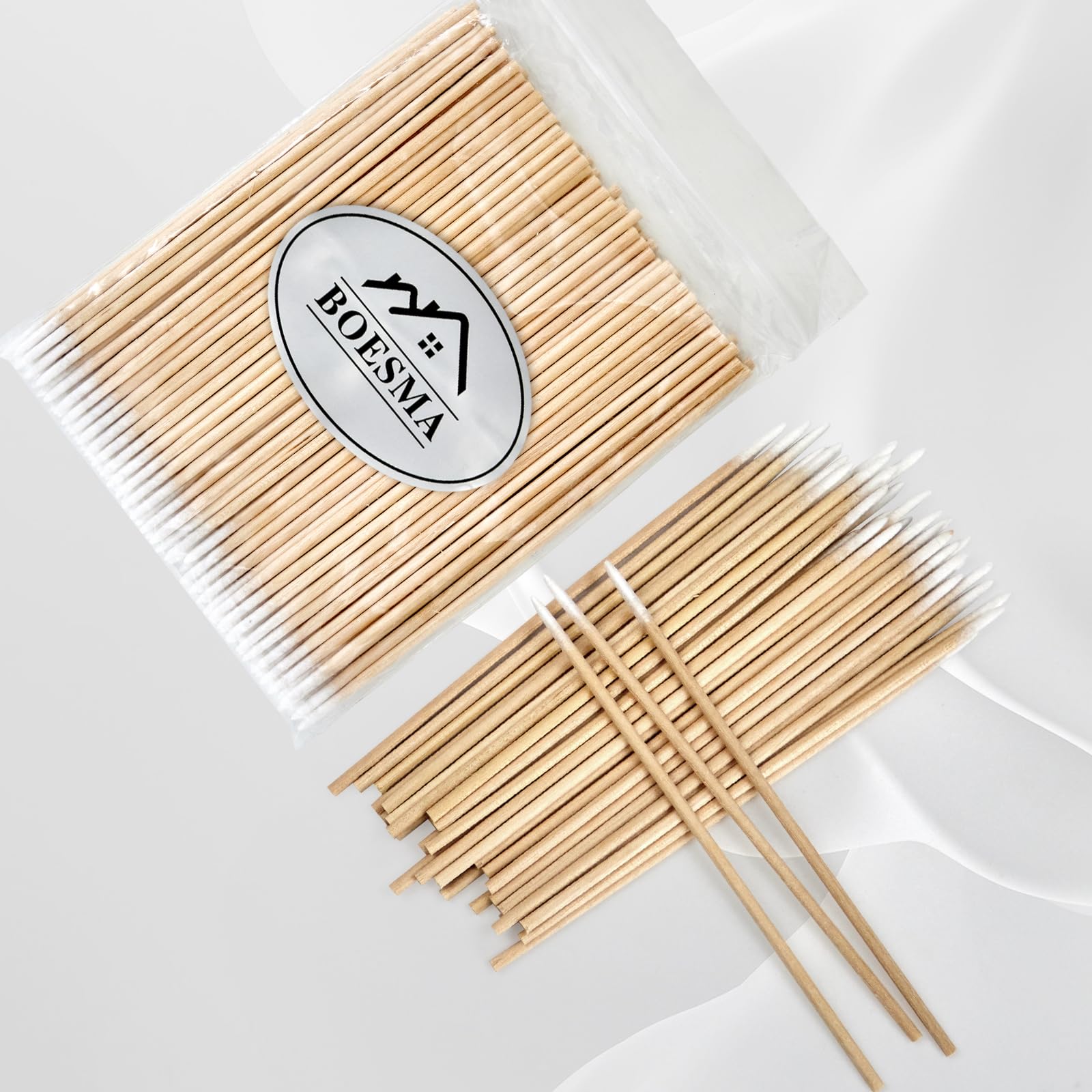 200 hisopos de algodón puntiagudos, hisopos de algodón de microblading de precisión con palos de madera, hisopos de algodón de 4 pulgadas para maquillaje, limpieza de esmalte de uñas, cejas,