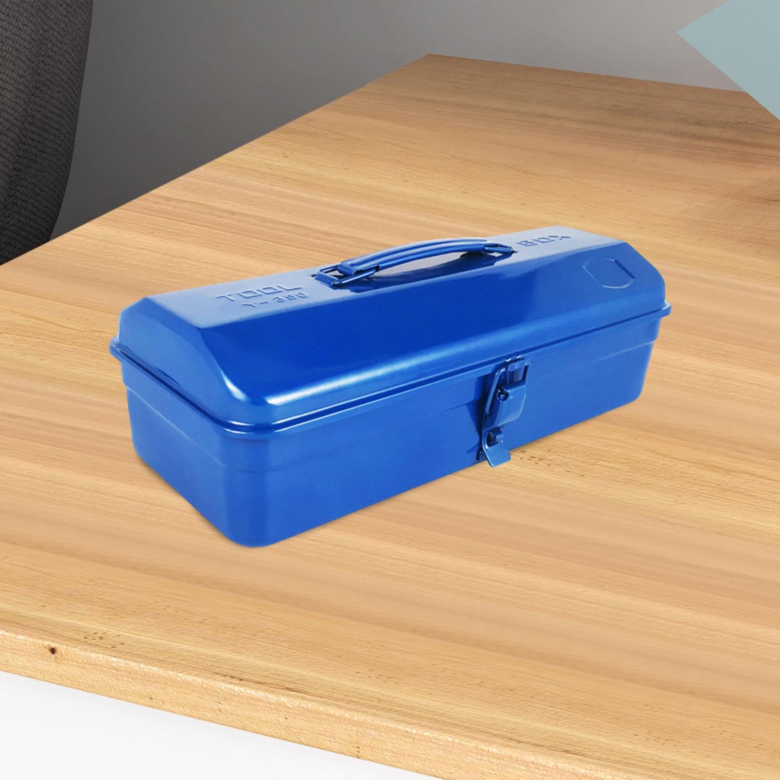Colcolo Caja de herramientas de metal Caja de herramientas vacía Garajes Cerradura con hebilla Cofre de herramientas multifuncional Almacenamiento de hardware, Azul