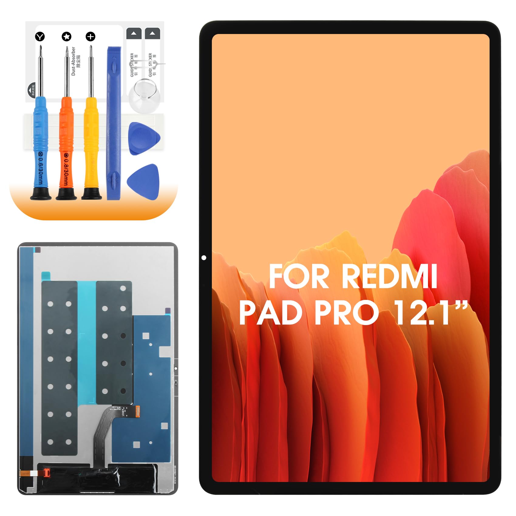 AGCUT Pantalla LCD para Redmi Pad Pro 12.1" Pantalla LCD para Xiaomi Redmi Pad Pro 12.1 Pulgadas Pantalla Reemplazo Pantalla Táctil Digitalizador Touch Screen Asamblea con Reparación, Negro