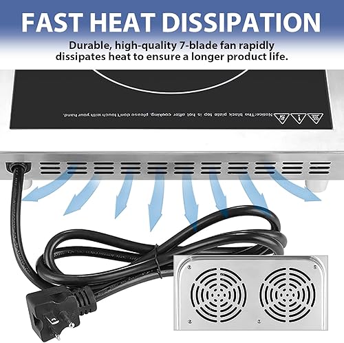 Miniatura 7 de Cocina de inducción comercial, quemador eléctrico portátil de encimera de inducción (3500 W240 V) con carcasa de acero inoxidable, placa caliente de