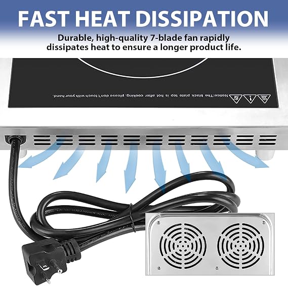 Commercial Induction Cooktop,Portable Electric Countertop Burner(3500W/ 240V) with Stainless Steel Housing, Durable Commercial Induction Hot Plate for Hotel Restaurant School