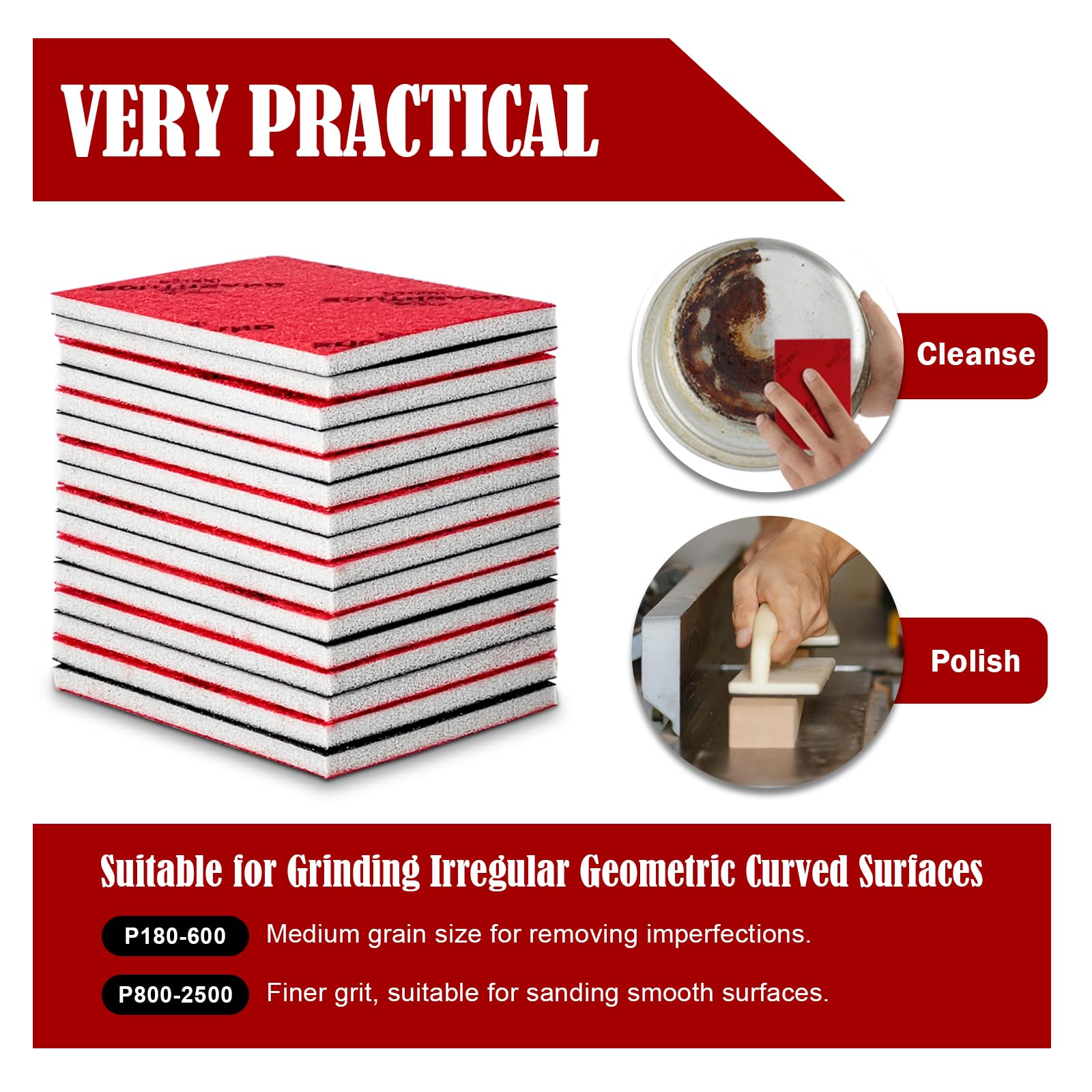 Set 24 Spugne Abrasive - Grana 180-2500, Per Auto, Metallio, Modellismo, 75x100 Mm, Usa A Secco/Bagnato - Foto 8