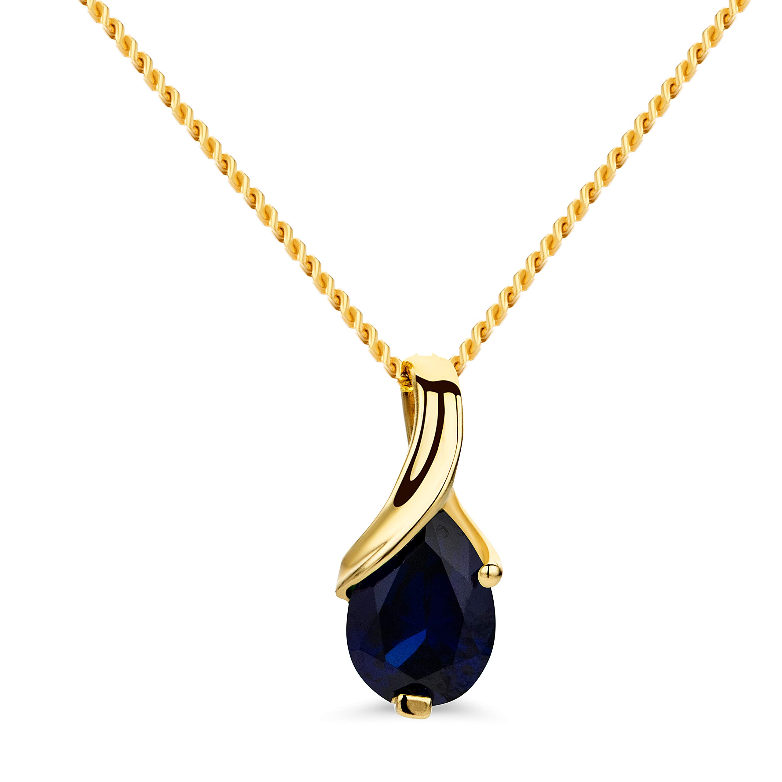 Orovi–Kette Damen 14 Karat(585)Weißgold/Gelbgold mit ovalem Rubin/Amethyst/Topas/Smaragd/Saphir/im Tropfenschliff–Filigrane Edelstein Halskette mit Anhänger Goldkette Allergenfrei & handgemacht 45 cm