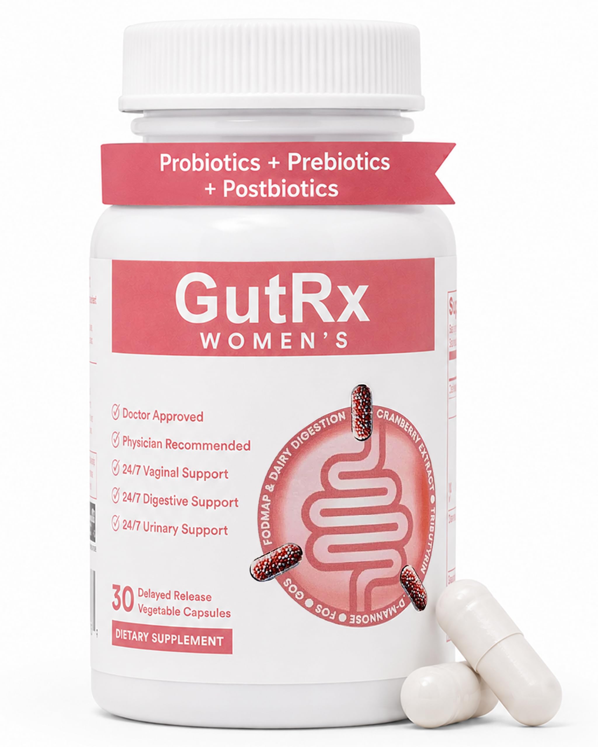 Women's – Probiotic for Women with Cranberry, D-Mannose & Prebiotics – 28 Billion CFU to Support Vaginal, Urinary & Digestive Health – Lactobacillus, Bifidobacterium, Vegan, 30 Capsules