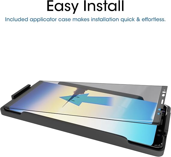 amFilm Glass Screen Protector for Samsung Galaxy Note 8, Full Screen Coverage, 3D Curved Tempered Glass, Dot Matrix with Easy Installation Tray (Black)