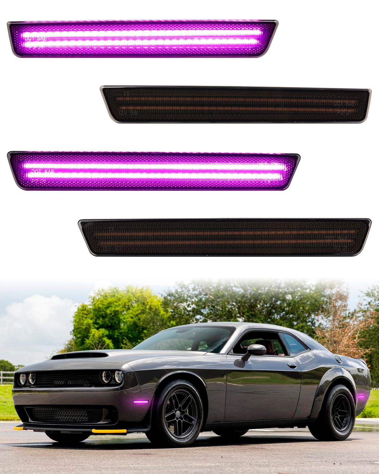 その他 CHALLENGER/LIGHTNING SIGNBOARD LED Fits 18-22 Dodge Challenger SRT Hellcat Widebody LED Side