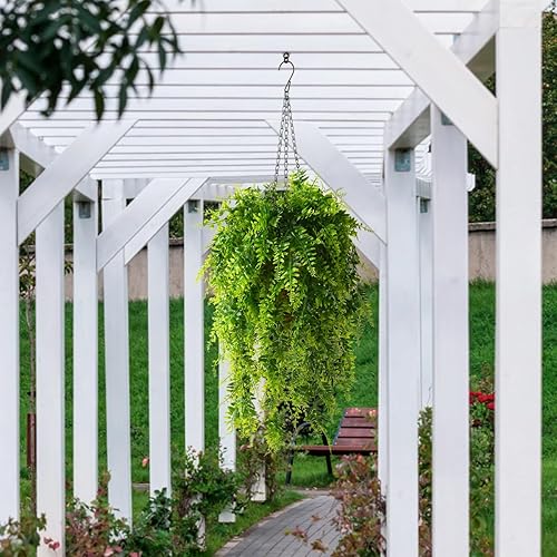 Miniatura 10 de ZFProcess Plantas colgantes artificiales en cesta cónica, 5 ramas, hojas de eucalipto sintético, plantas colgantes para exteriores, plantas de