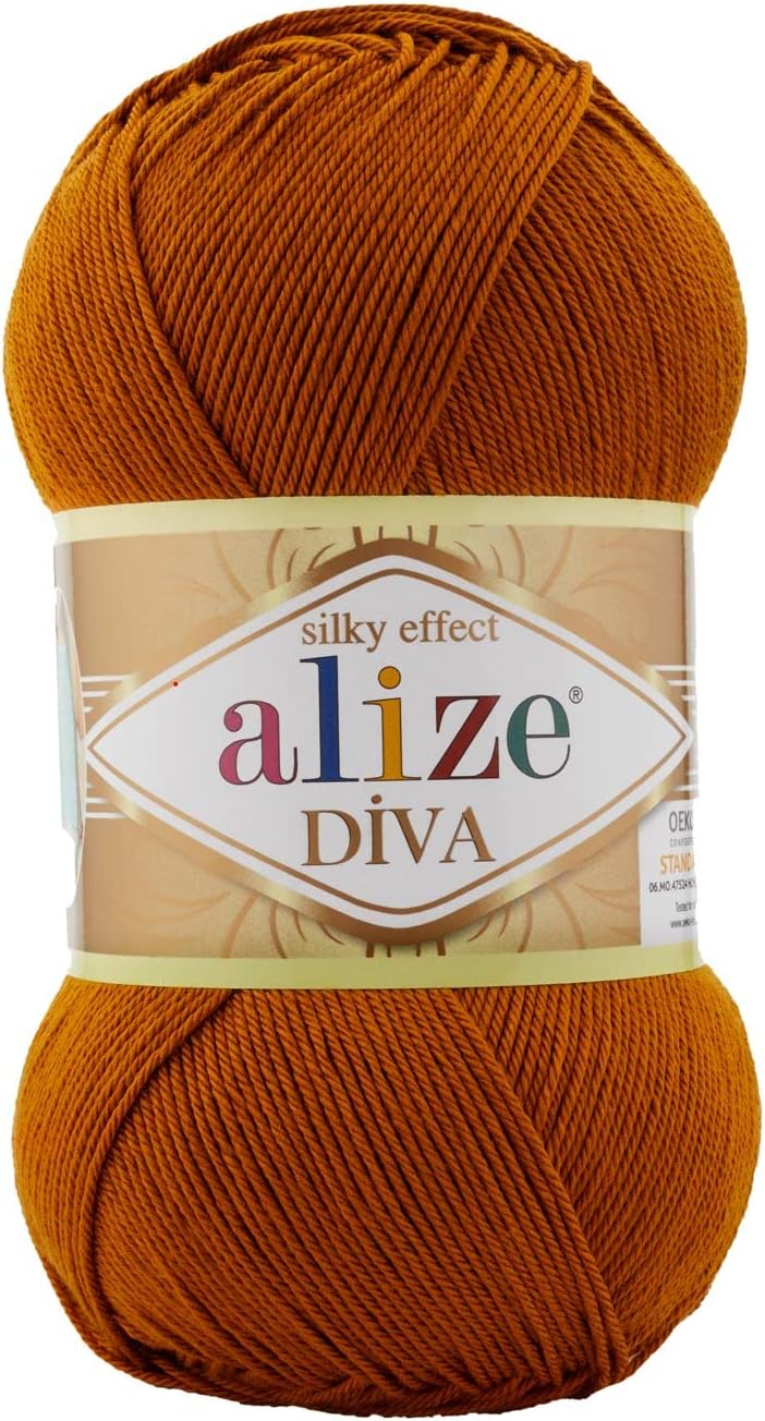 Alize Diva Silk Effect 100% Microfiber Acrylic Yarn 1 Ball skeins 100gr 383yds (234 - Spice)
