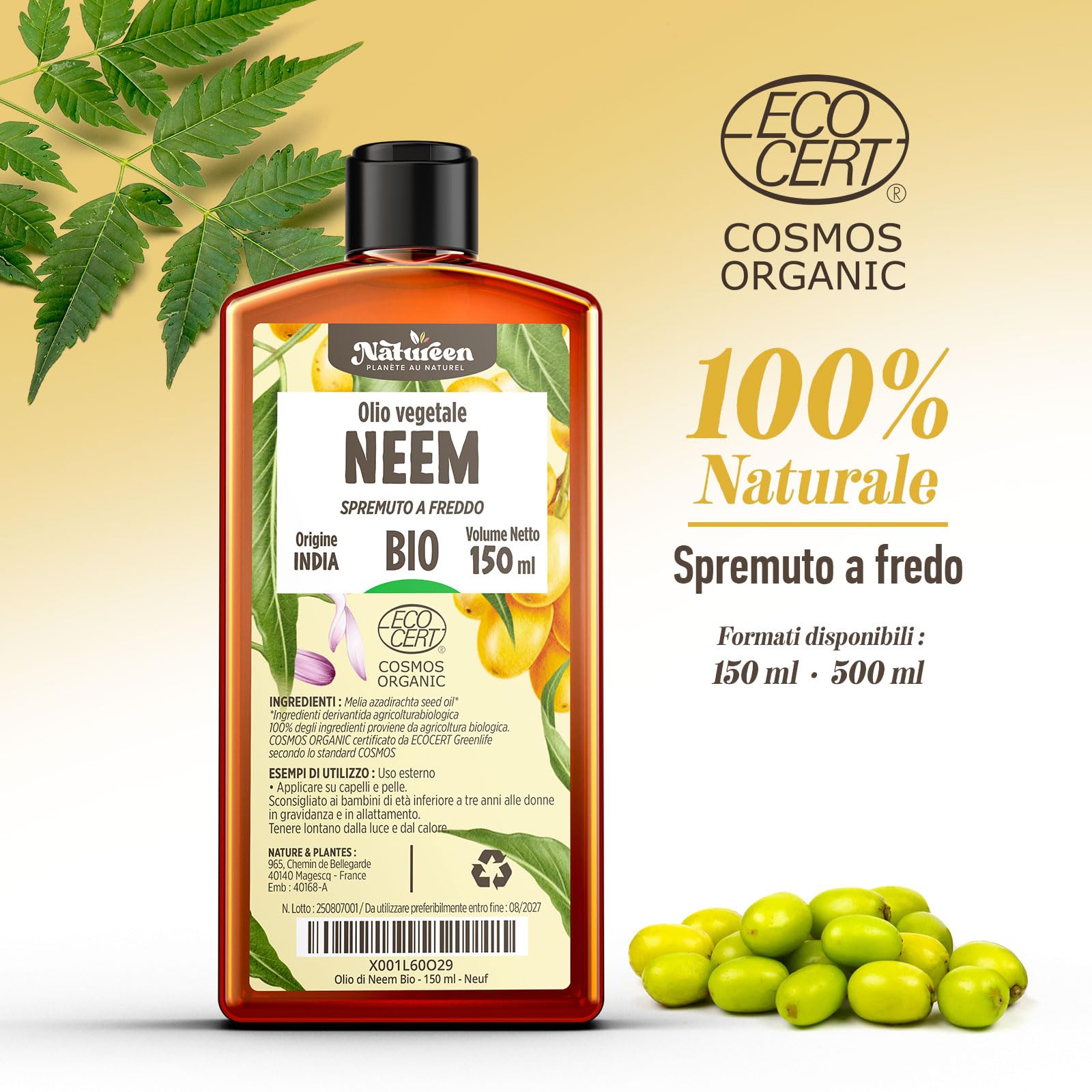 Olio di Neem Biologico 500 ml