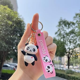 Wristlet Keychain, Kawaii Animal Key Chain Wristlet,Funny Panda Keychains for Purse Gift Backpack Women Girls