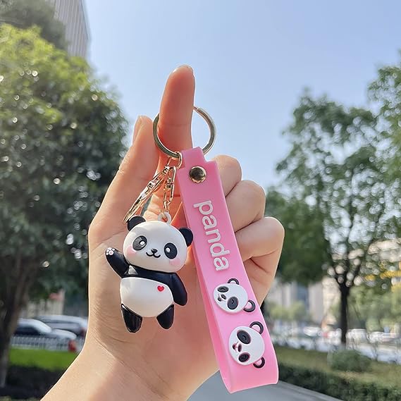 Wristlet Keychain, Kawaii Animal Key Chain Wristlet,Funny Panda Keychains for Purse Gift Backpack Women Girls