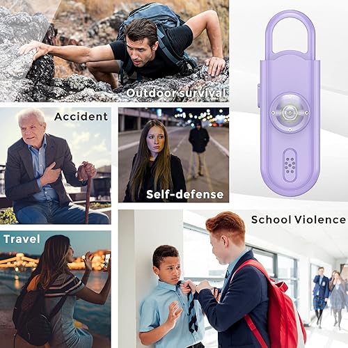 Miniatura 6 de Alarma de seguridad personal con sonido seguro para mujeres, sirena fuerte de 130 dB con luz estroboscópica SOS, linterna, llavero de alarma de