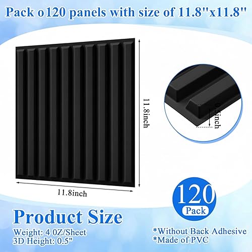 Miniatura 2 de Nuanchu 32 paneles de pared de láminas 3D de 12 x 12 pulgadas, panel texturizado acanalado de PVC para cortar, azulejos decorativos para techo,