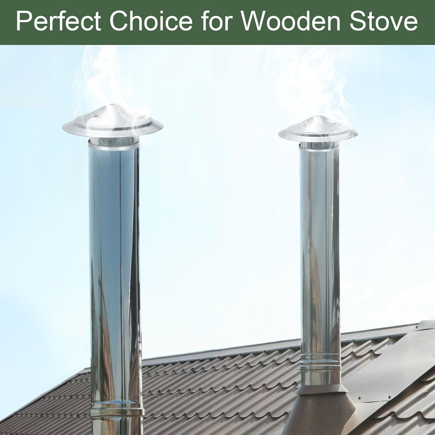 YOKIVE 1 Pcs 5-Inch Round Chimney Cap, Galvanized Iron Cone Top Chimney Cap | Stove Pipe Cap Stovepipe Finial Great for Outside Vent Flue Roof