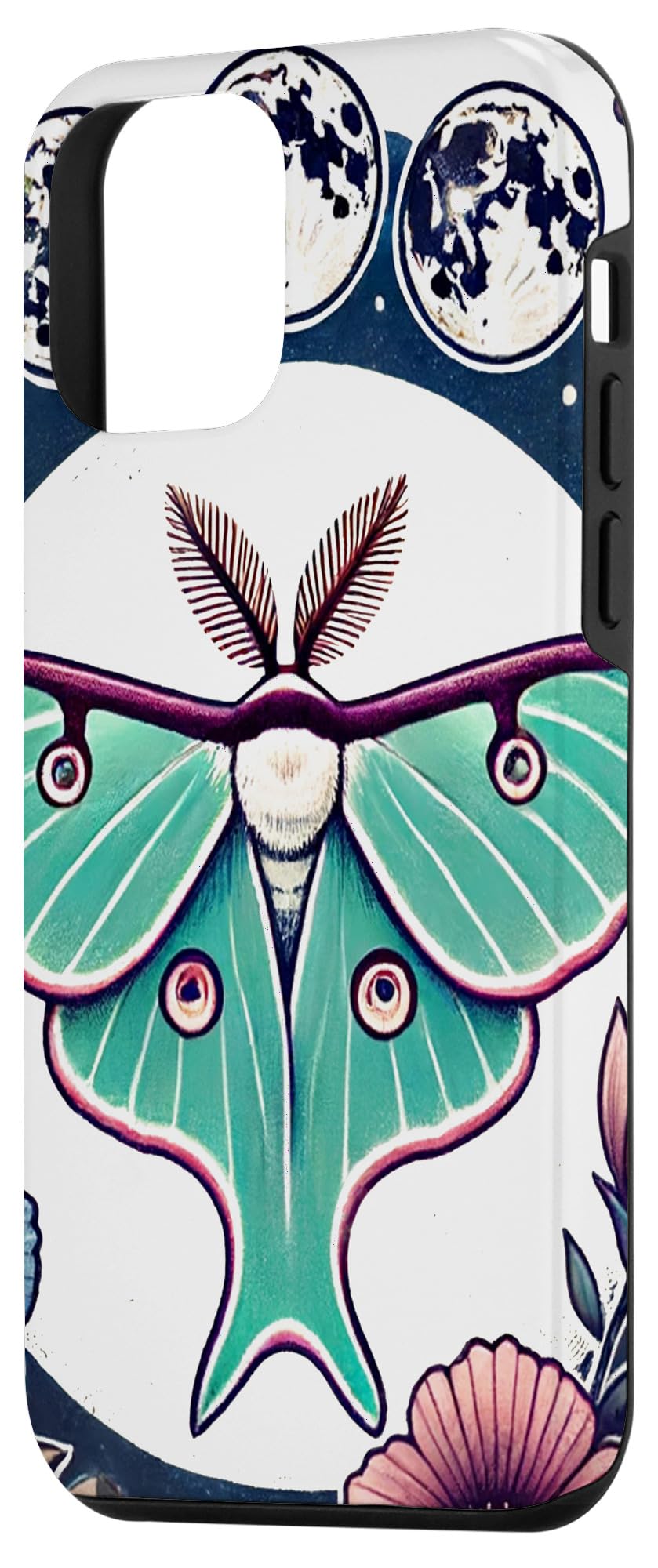 iPhone 12 mini Luna Moth Floral Illustration Moths Case - Image 2