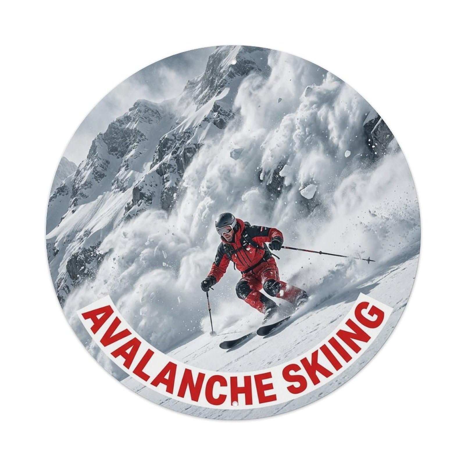 Vintage Avalanche Skiing Extreme Sports Vintage Metal Tin Sign Plaque Wall Decor for Cafe, Club Bar, Office, Garden Metal Poster 8x8Inch