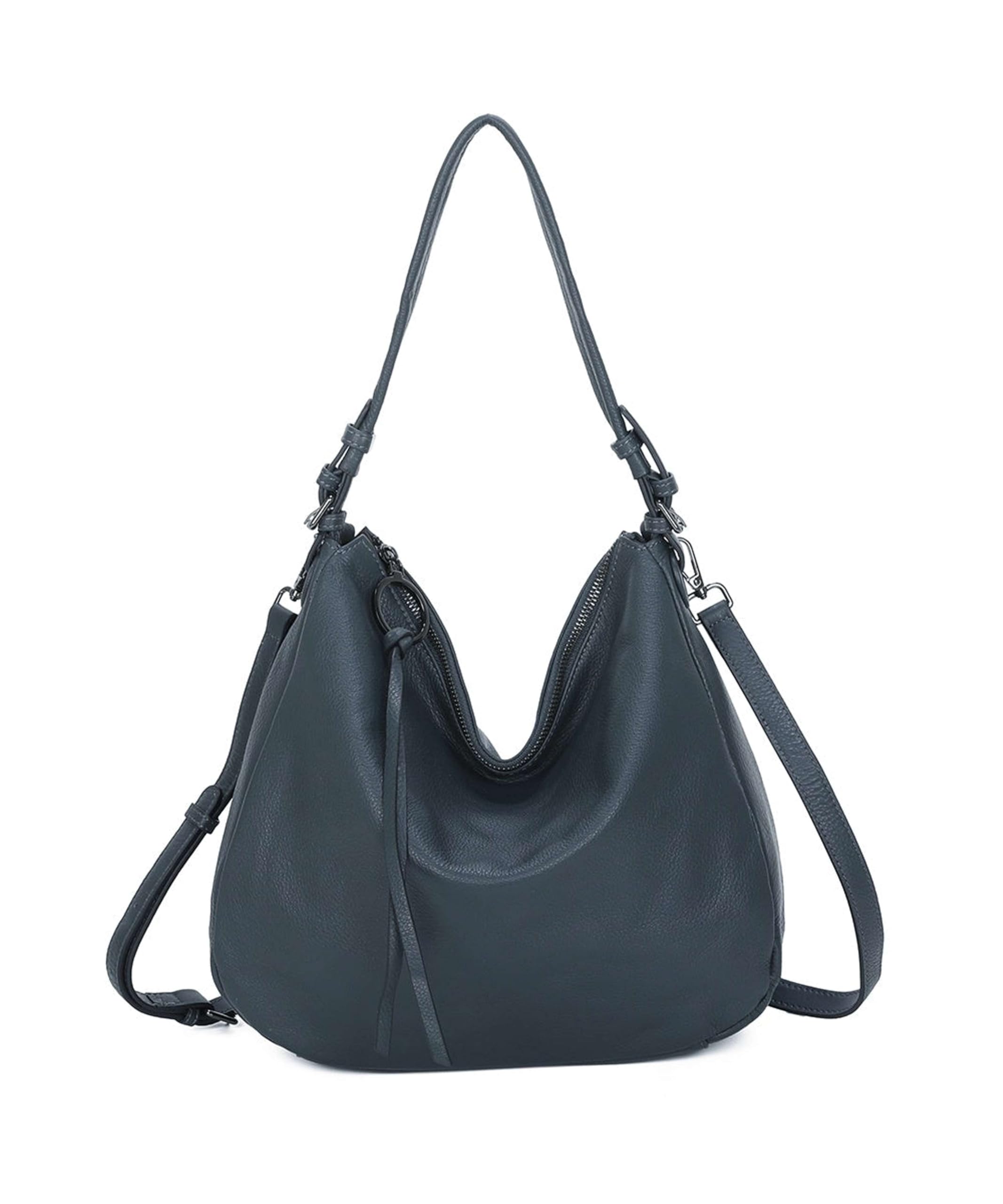 – Women's Classic Genuine Leather Spacious Slouch Hobo Shoulder Bag with Adjustable Strap