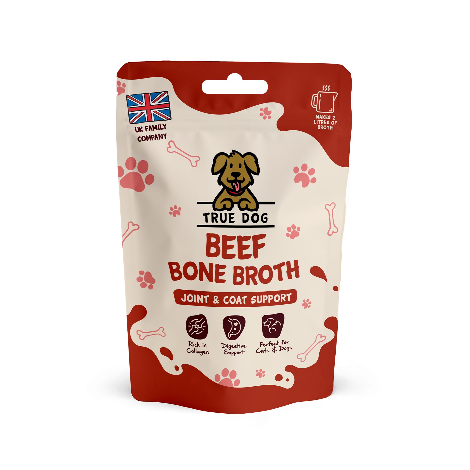 Beef Bone Broth Powder, 100% Pure Broth Protein Powder for Cats & Dogs | Joint, Digestion & Gut support | Makes 2ltrs | High in Type II Collagen | 20 Servings 60g