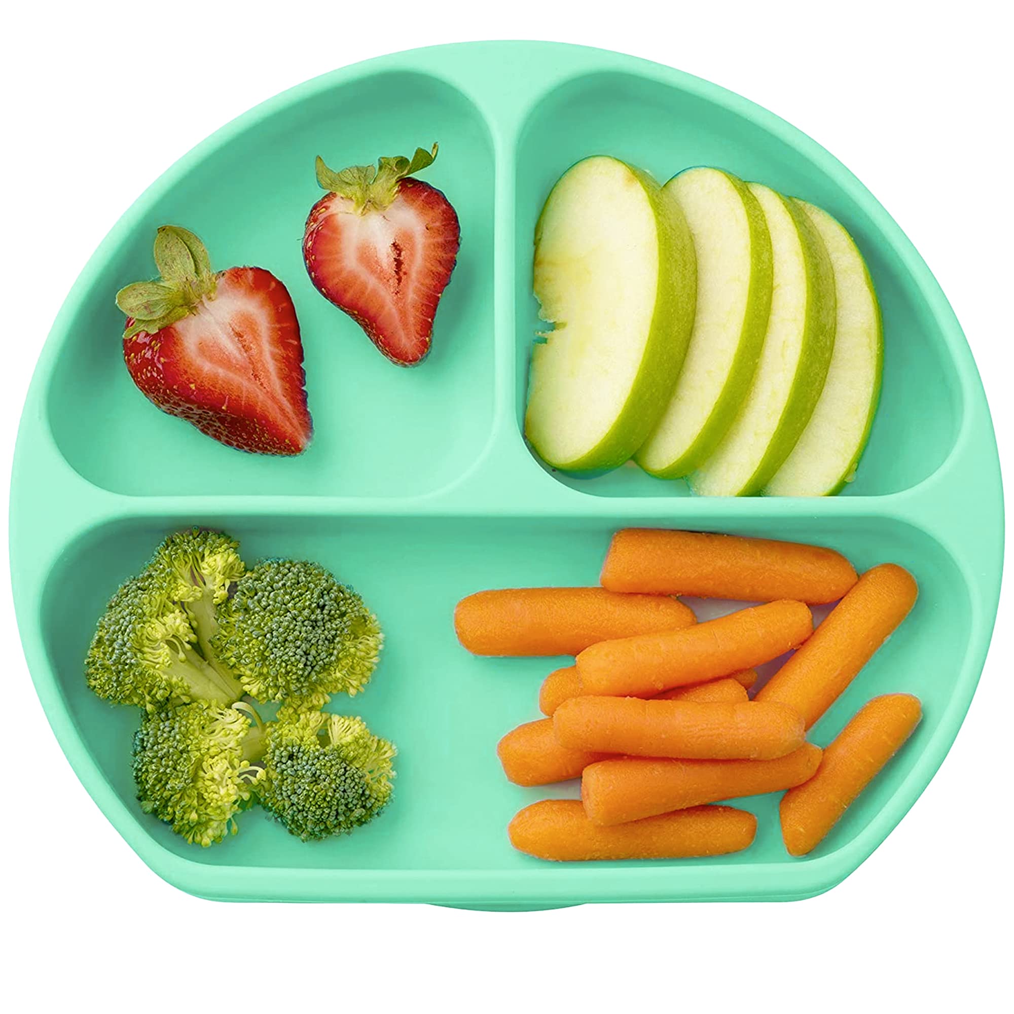 Suction Plates for Babies & Toddlers | 100% Silicone | Plates Stay Put with Suction Feature | Divided Design | Microwave & Dishwasher Safe | 1 Pack