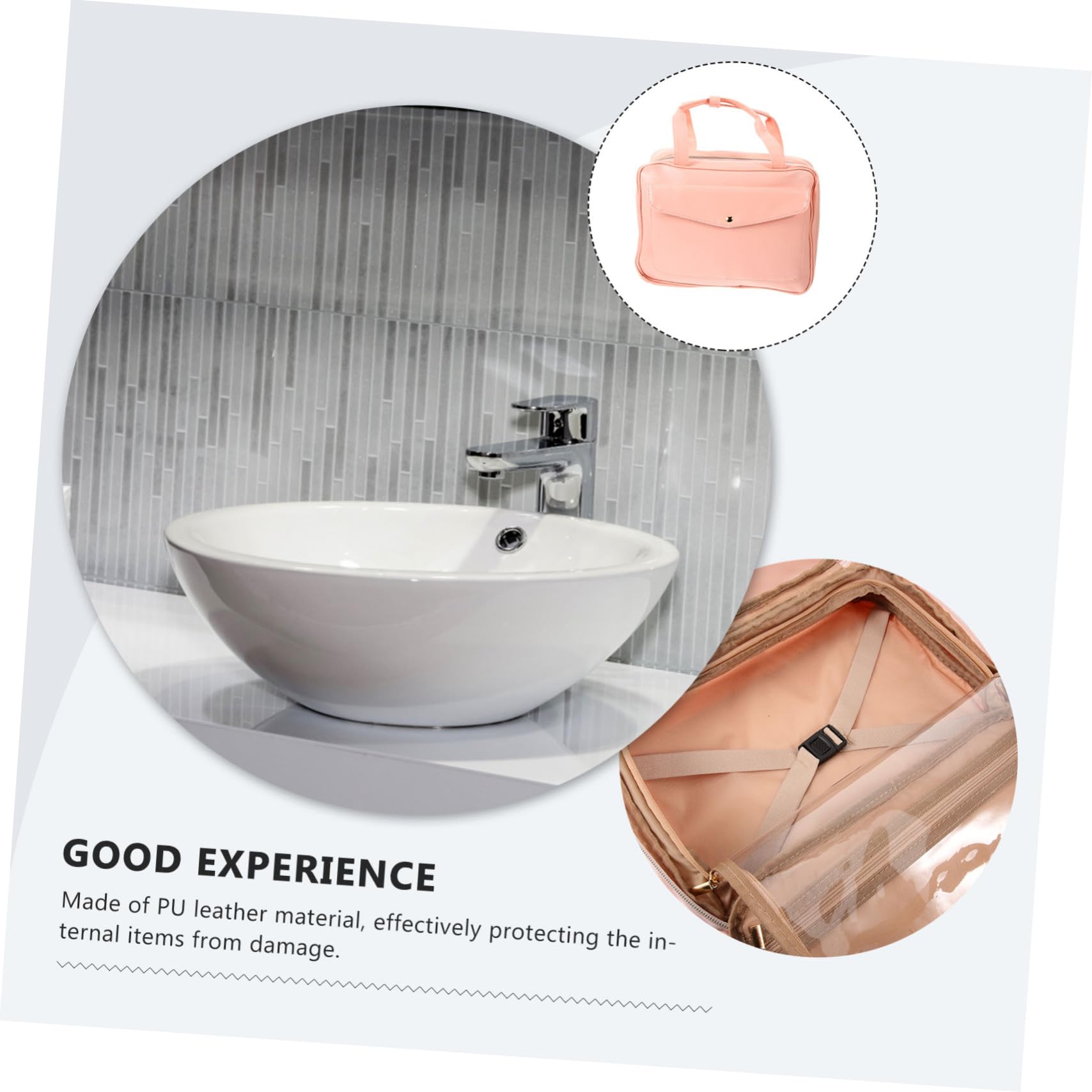 Borsa Per Cosmetici Donna Organizer Quadrata in Similpelle Pu Borsa Da Viaggio Scomparti Multipli Tasche e Design Sospensione Per Viaggi e Uso Quotidiano