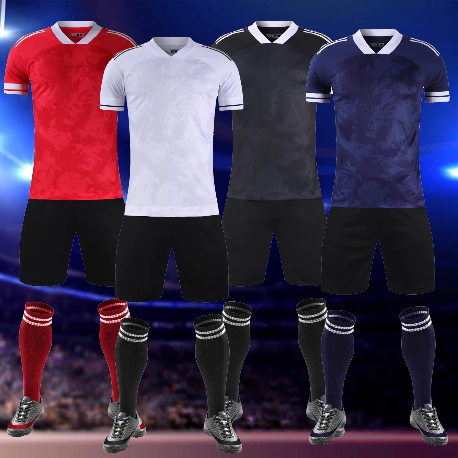 TOMIYO Custom Soccer Jerseys Shorts Personalized Soccer Wear Uniform for Men Women Boys Kids Adults Any Name Number Logo Black