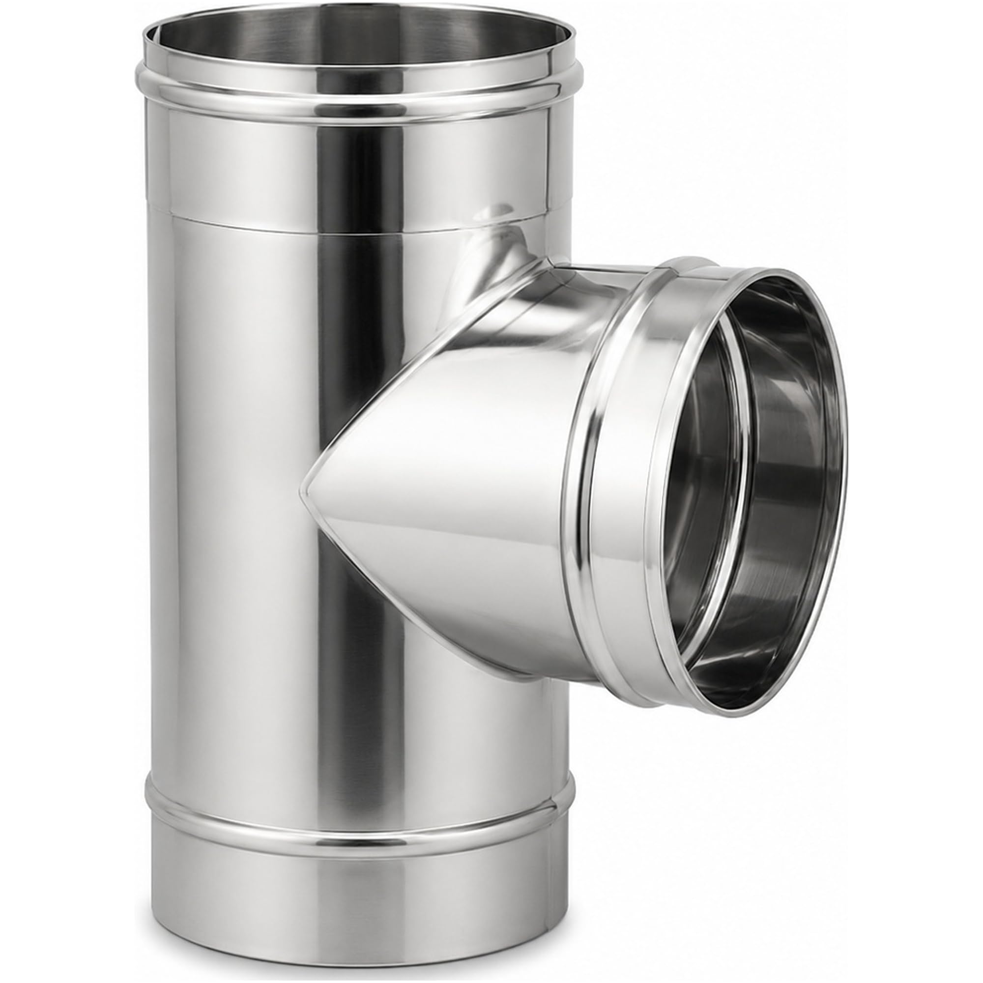 ESTO - Canna Fumaria Inox Ø 300 mm AISI 304 Monoparete – Sistema Modulare per Stufa a Pellet, Camino e Caldaia – Tubi e Accessori in Acciaio Inox (09 - RACCORDO A T CODINO MASCHIO)