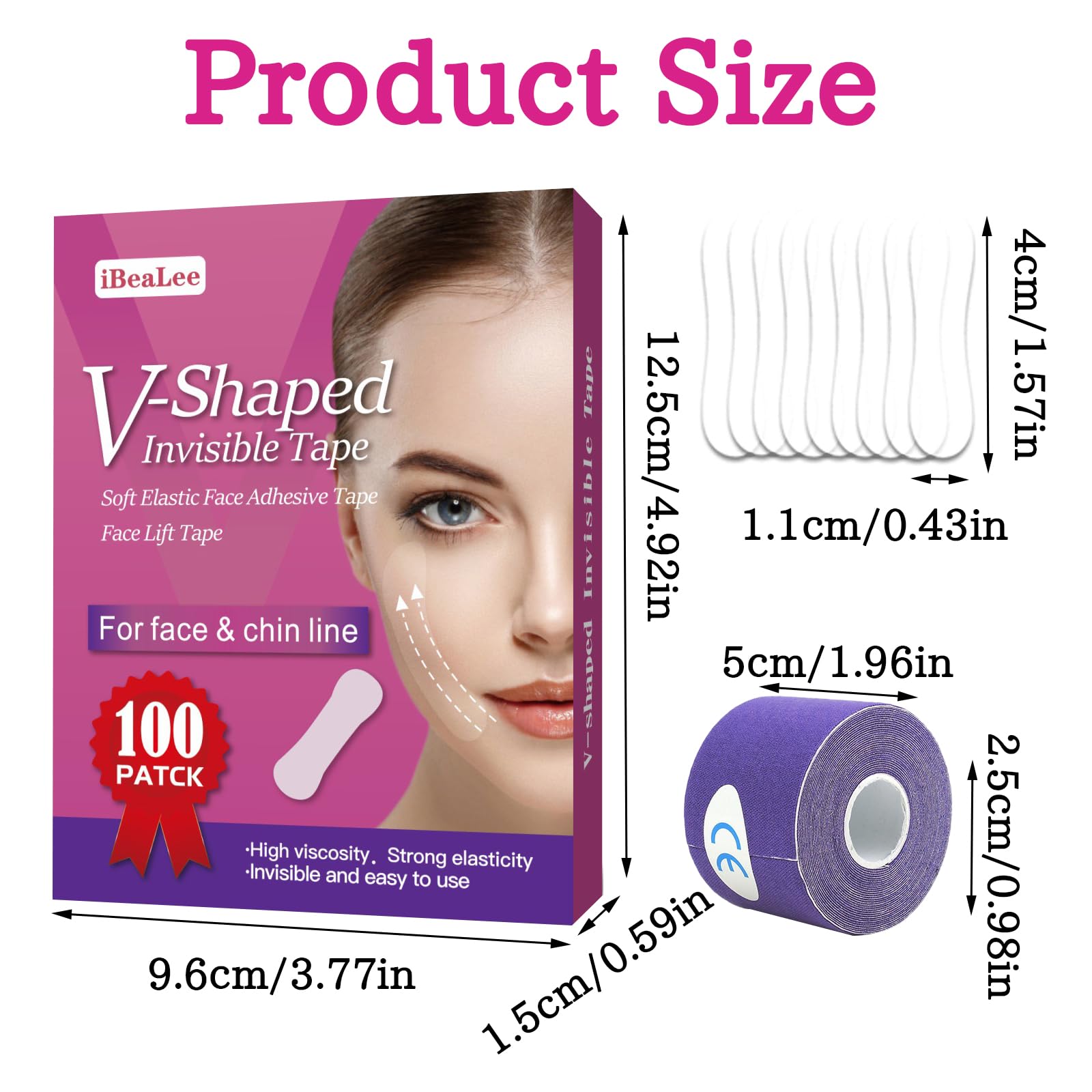 100 PCS Face Lift Tape Invisible, Face Tape Lift Waterproof - Image 2