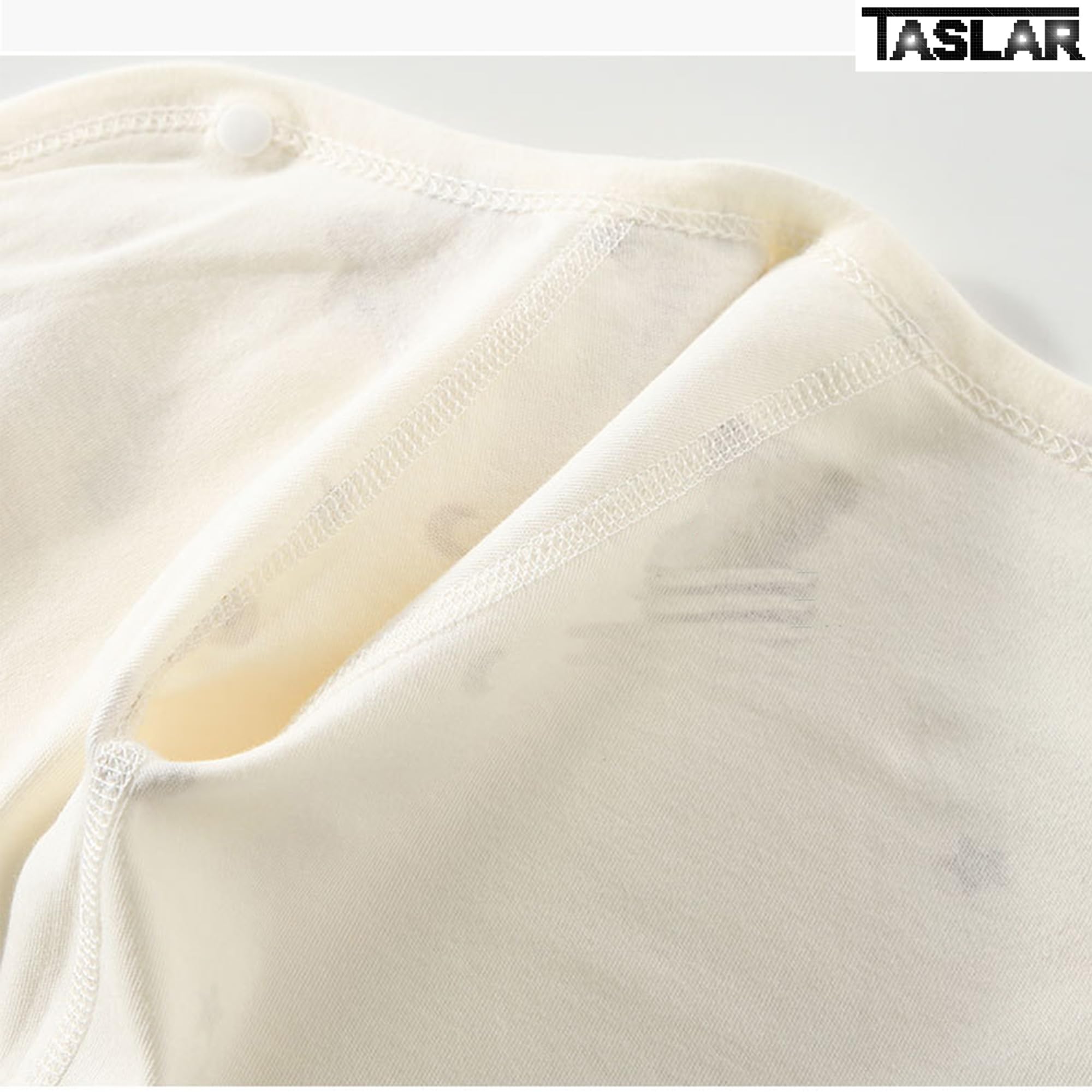 TASLAR Cute Bear Cartoon Two Piece Clothes Set Cotton Long Sleeve Open Front Outfits Room Wear, Sleepwear, Soft Pajamas Top for Unisex Baby Boys Girls (Embroidery Bear, 0-4 Months), Cream 1