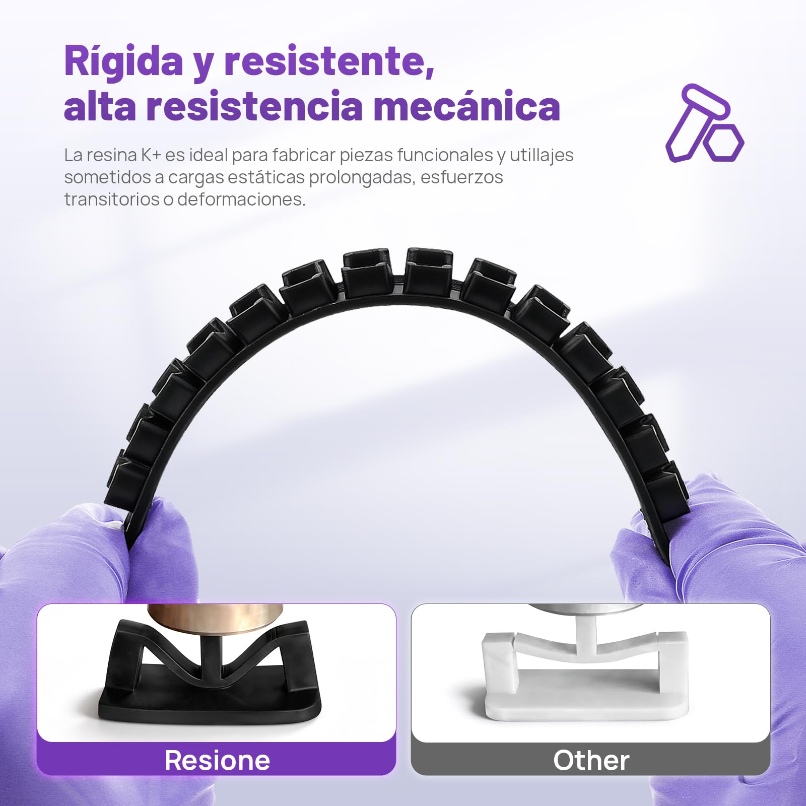 RESIONE Resina resistente para impresora 3D, ABS de alta precisión como resina 3D rígida y resistente a los arañazos con baja absorción de agua y detalles nítidos (negro puro, 1000 g)