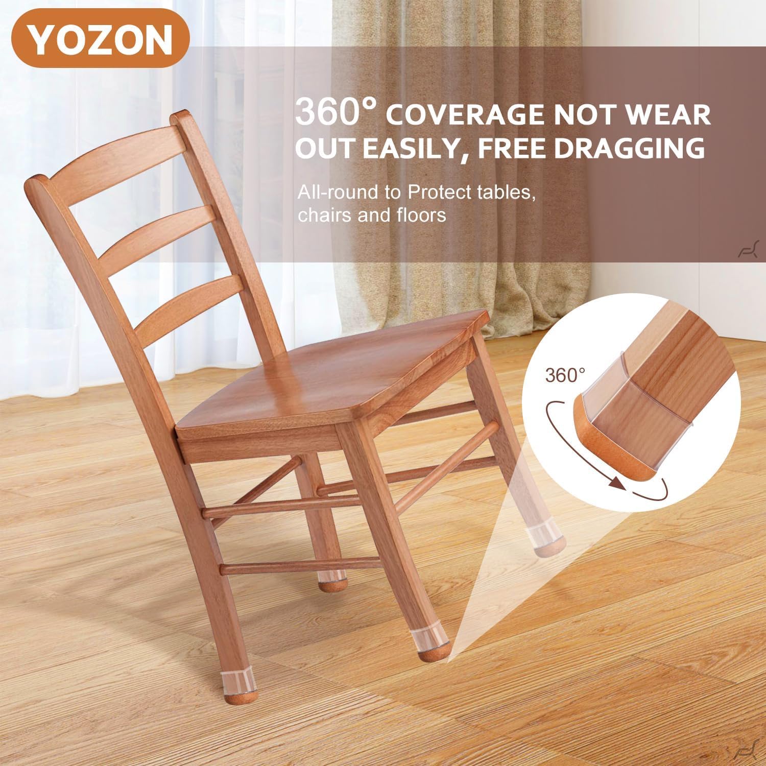 20 Pcs Chair Leg Floor Protectors Square, Silicone Felt Furniture Leg Pads Caps Covers for Hardwood Floors (Fit 1.42''-2.0'')