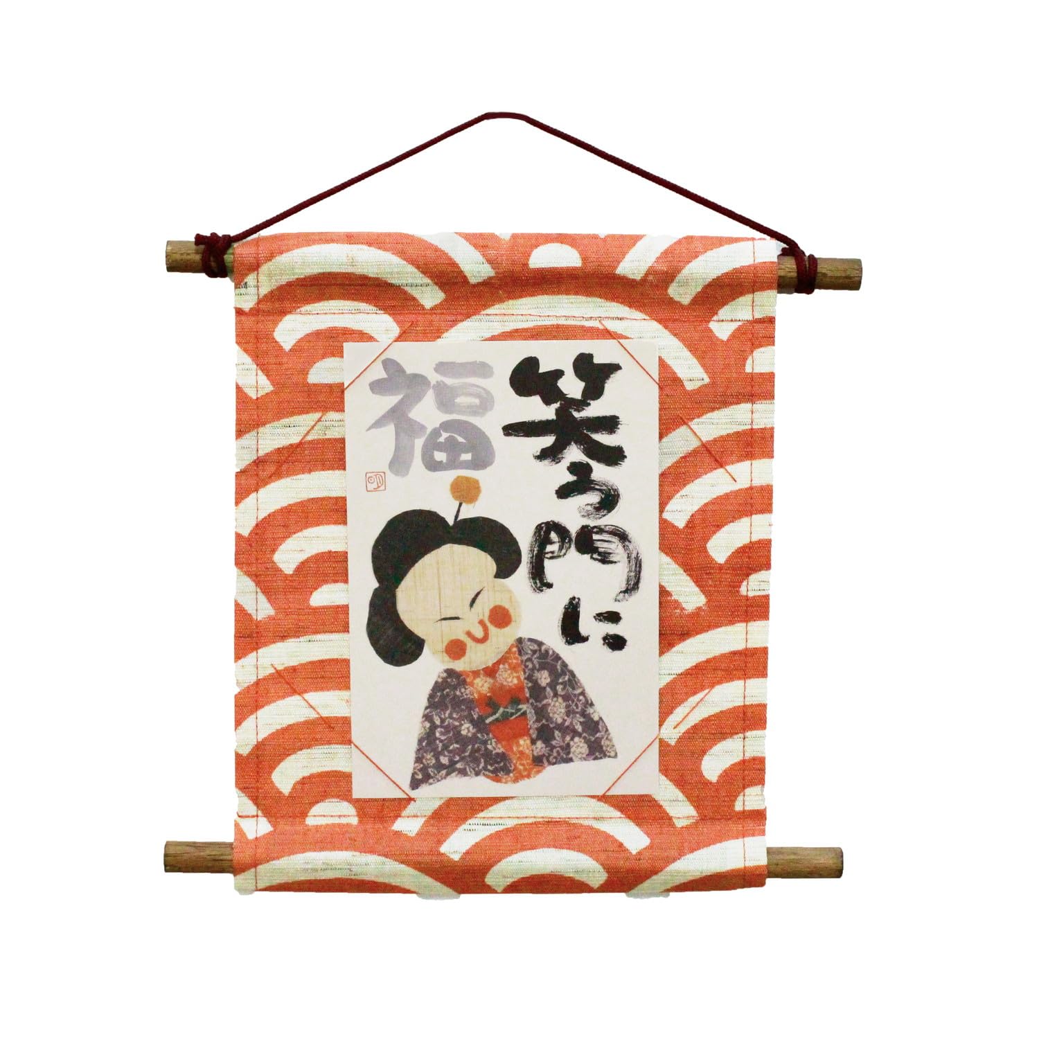 Amazon | 麻の絵手紙軸 青海波 橙【ポストカード付属】【伝統文様 