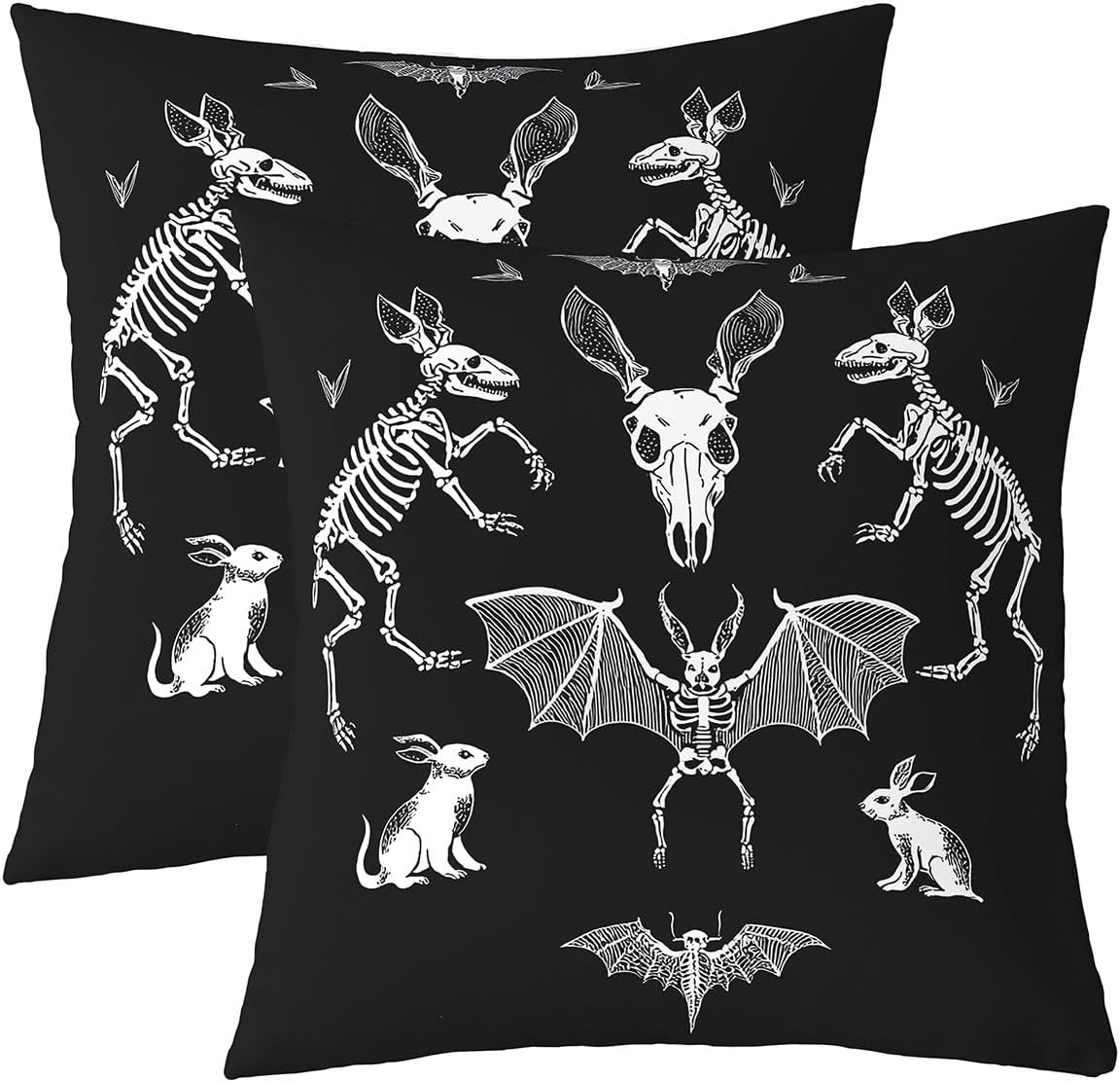 Feelyou Set of 2 Cow Fur Throw Pillow Covers, Cowhide Farmhouse Cushion Case for Home Living Room Decor, Reversible Western Farm Animal Skin Black White Decorative Throw Cushion Case, 24x24 Inches