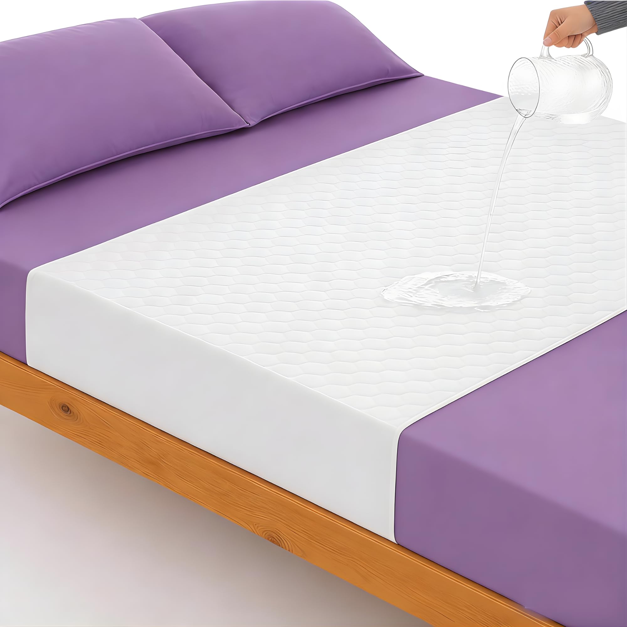 Bettauflagen für Erwachsene mit Flügeln (2er-Pack) – Matratzenschoner 135x85 cm, 4-lagig, waschbar, wasserdicht, saugfähig und wiederverwendbar, Matratzenschutz bei Inkontinenz