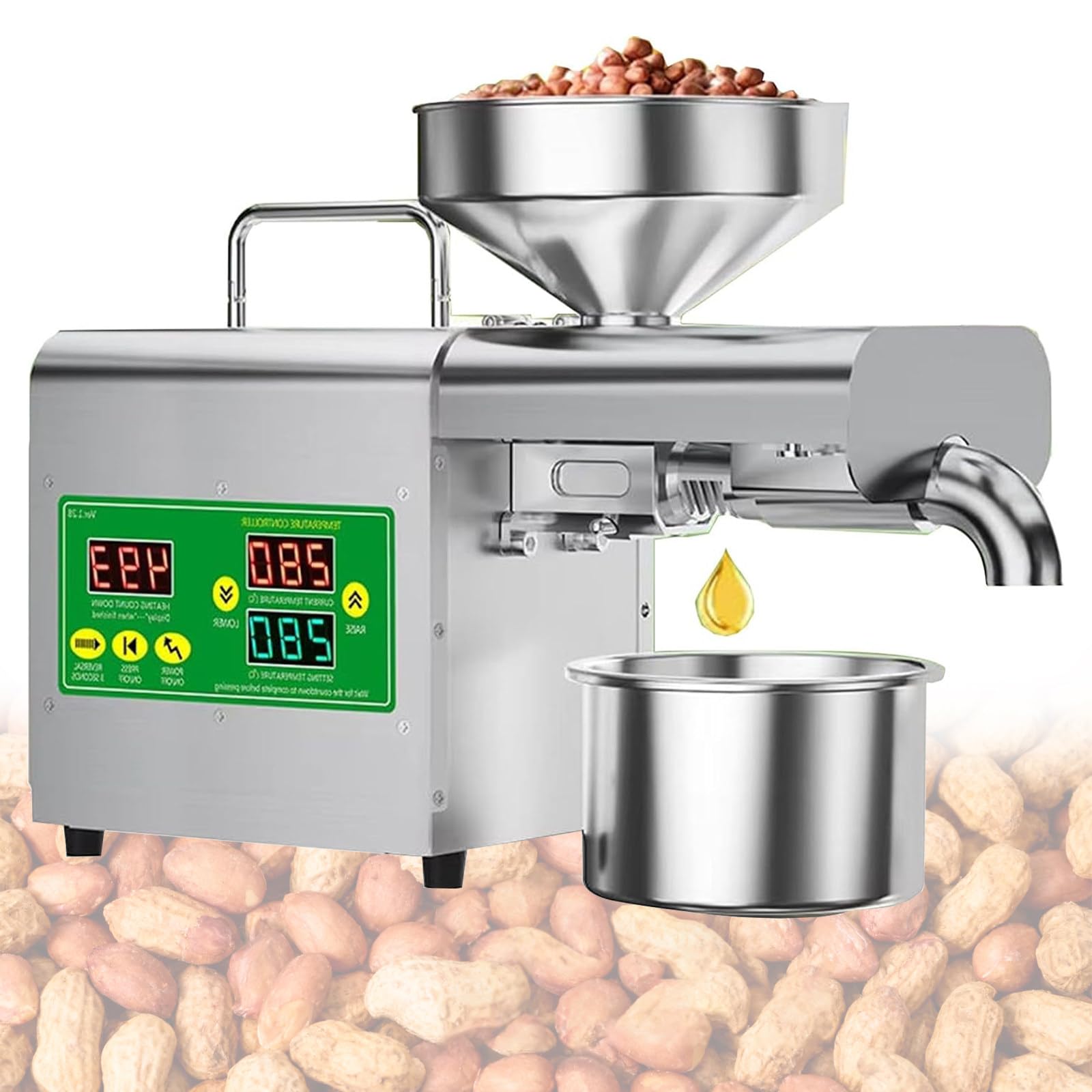 Extractor de aceite doméstico caliente y frío con control de temperatura de 40 a 300 ℃ para más de 20 ingredientes, acero inoxidable de 220 V, uso en cocina