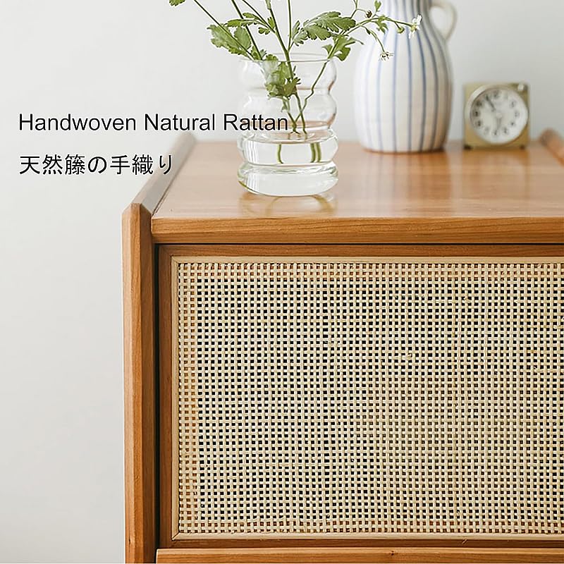 Amazon｜サイドテーブル ナイトテーブル 籐編み前板 ベッドサイド  