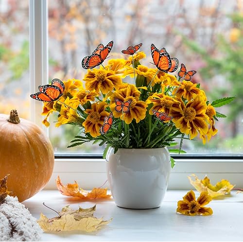 Miniatura 7 de 240 estacas de mariposa monarca de 4 tamaños, artificiales, impermeables, para decoración de mariposas de jardín, mariposa monarca 3D, para el día